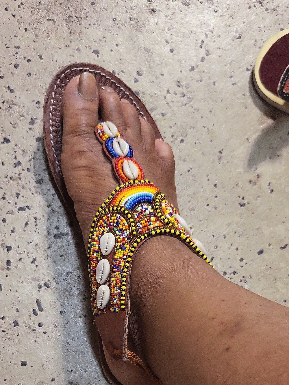 Hand-Beaded Shell Accent Women's Sandal in Multicolor Usa 10